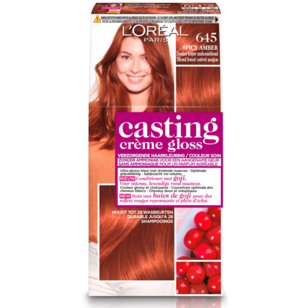 6x L'Oréal Casting Crème Gloss Haarkleuring 645 Ambre - Donker Koper Mahonie