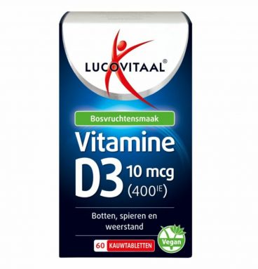 Lucovitaal D3 10 mcg (400Ie) Vitamine Vegan Kauwtabletten 60 kauwtabletten