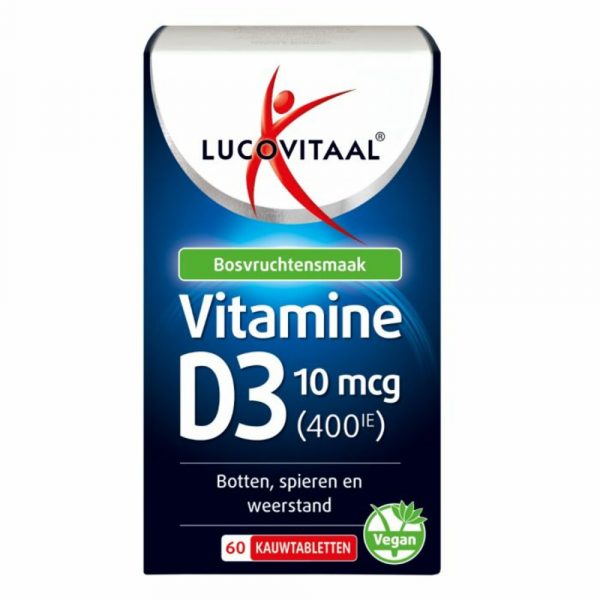 Lucovitaal D3 10 mcg (400Ie) Vitamine Vegan Kauwtabletten 60 kauwtabletten