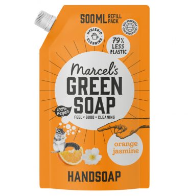 6x Marcel's Green Soap Handzeep Sinaasappel&Jasmijn Navul Stazak 500 ml