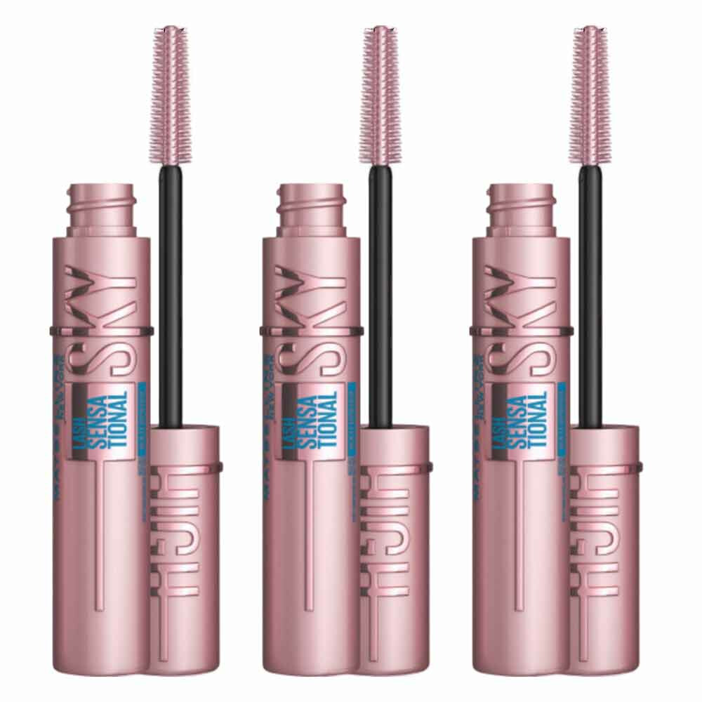 3x Maybelline Lash Sensational Sky High Mascara Waterproof Zwart 6 ml