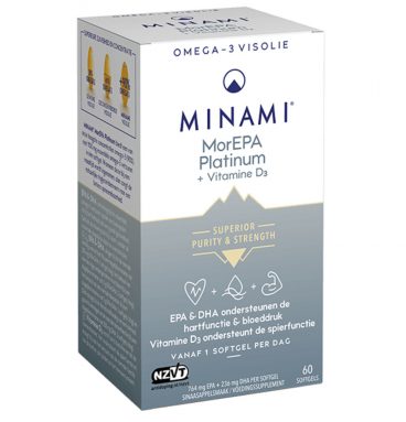 2x Minami MorEPA Platinum Omega-3 plus vitamine D 60 capsules