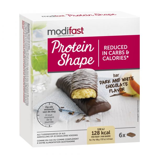 Modifast Protein Shape Reep Pure&Witte Chocolade 6 x 31 gr