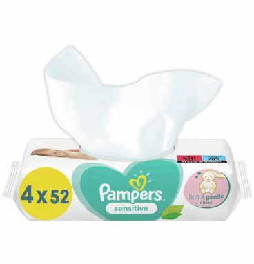 6x Pampers Billendoekjes Sensitive Navulpak 4x52 = 208 doekjes 208 stuks