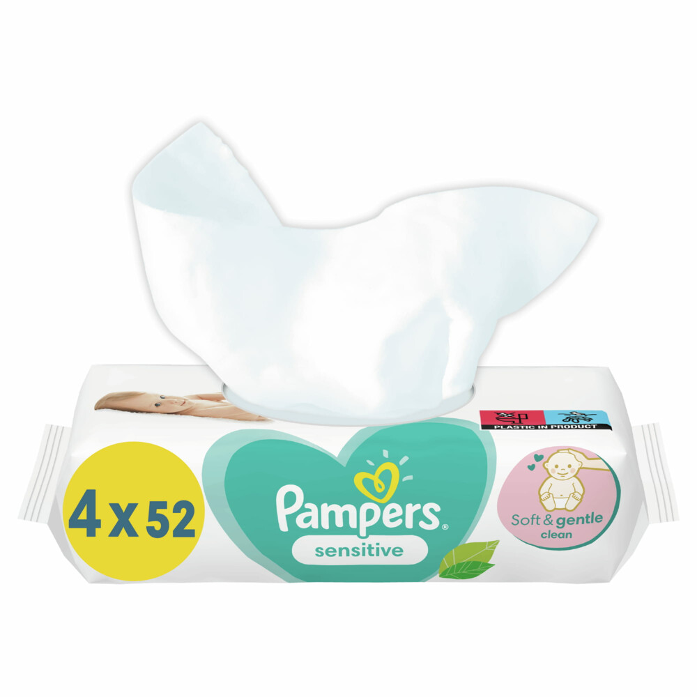 6x Pampers Billendoekjes Sensitive Navulpak 4x52 = 208 doekjes 208 stuks