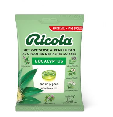 12x Ricola Keelpastilles Eucalyptus Suikervrij Zakje 75 gr