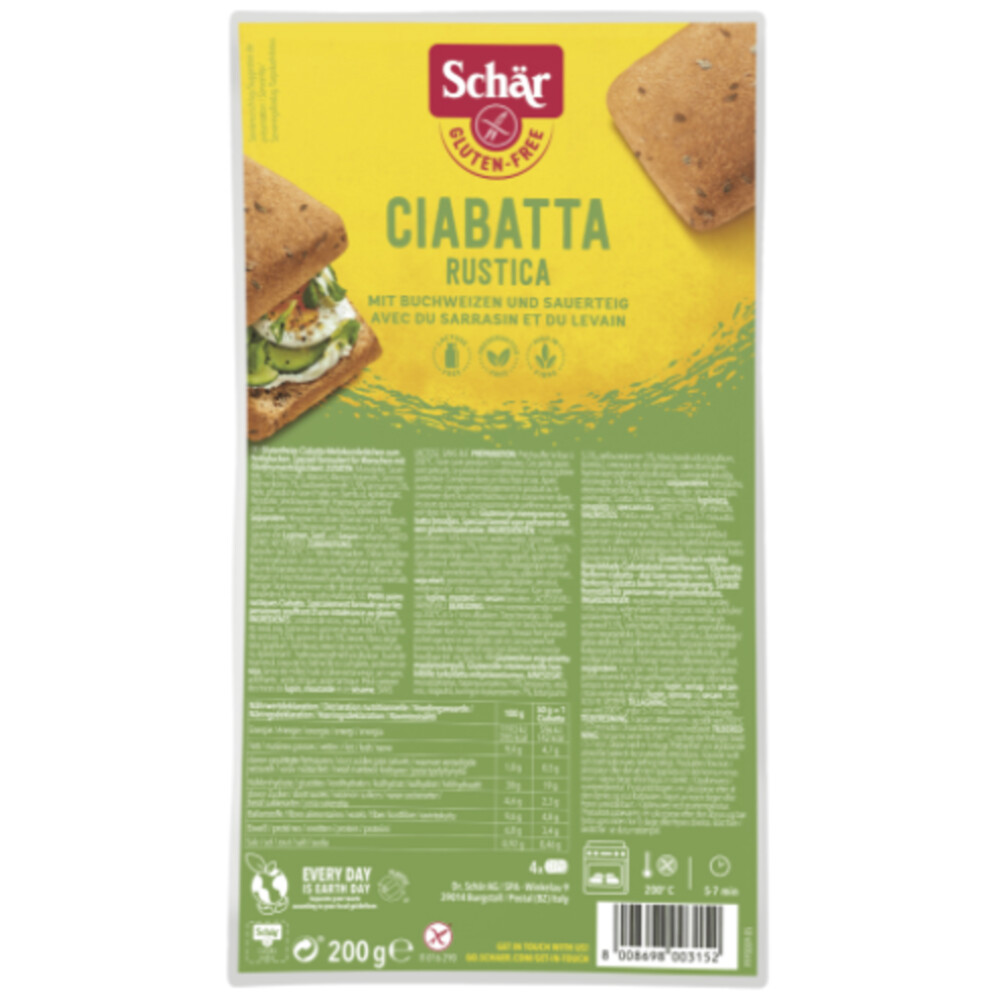 Schar Ciabatta Broodjes Rustica 200 gr