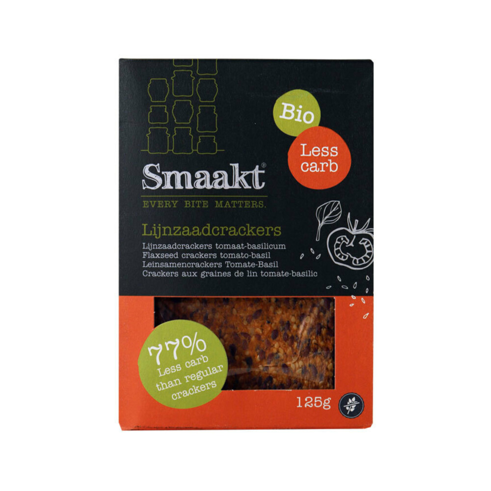 Smaakt Less Carb Lijnzaad Crackers Biologisch 125 gr