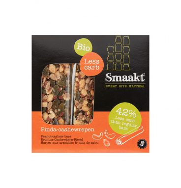 Smaakt Less Carb Pinda-cashewrepen Biologisch 75 gr