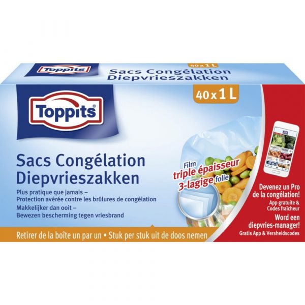 10x Toppits Diepvrieszakjes 1 liter 40 stuks