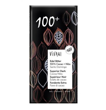 6x Vivani Chocoladereep Puur 100+ % Cacao 80 gr