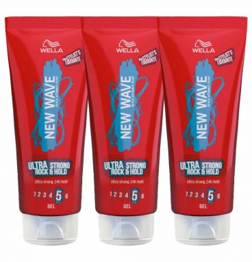 3x Wella New Wave Rock&Hold Ultra Strong Gel 200 ml