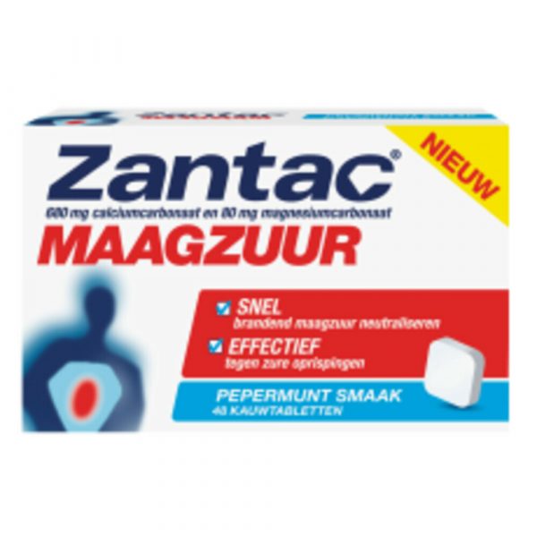 Zantac Maagzuur Kauwtabletten Pepermunt 48 tabletten