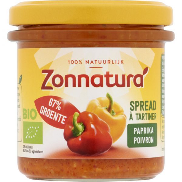 Zonnatura Groentespread Paprika Biologisch 135 gr