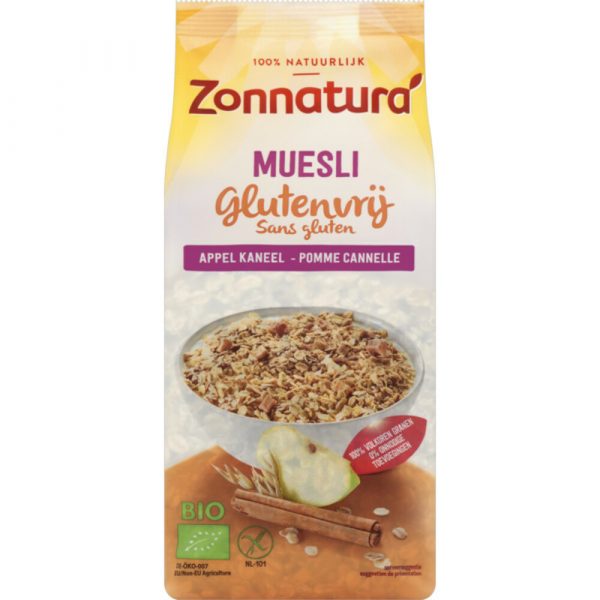 Zonnatura Muesli Appel Kaneel Glutenvrij 375 gr