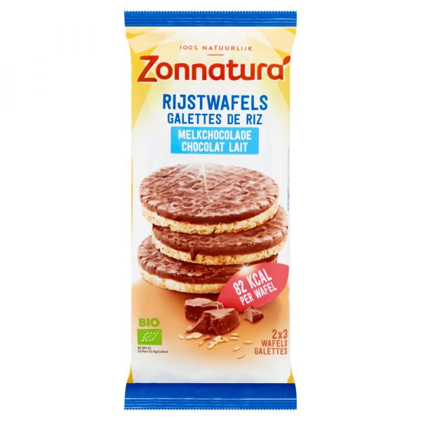 8x Zonnatura Rijstwafels Choco Melk Biologisch 100 gr