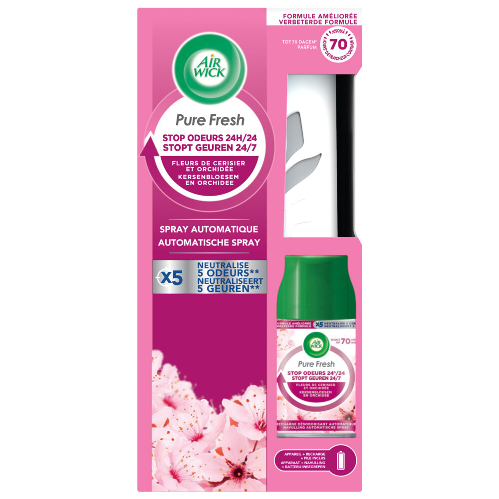 Air Wick Freshmatic Automatische Spray Luchtverfrisser Starterkit Cherry Blossom&Orchid 250 ml