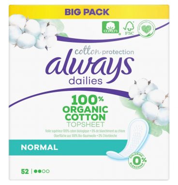 Always Dailies Inlegkruisjes Cotton Protection Normal 52 stuks