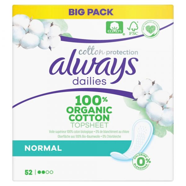 Always Dailies Inlegkruisjes Cotton Protection Normal 52 stuks