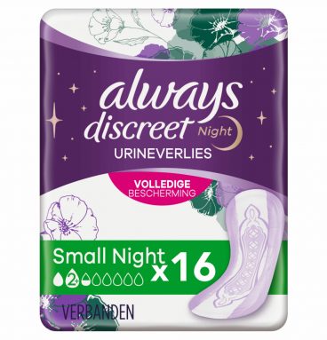 8x Always Discreet Night Small Plus Incontinentieverband voor de Nacht 16 stuks