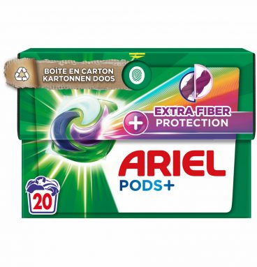 2e halve prijs: Ariel Pods+ Wasmiddelcapsules Extra Fiber Protection 20 stuks