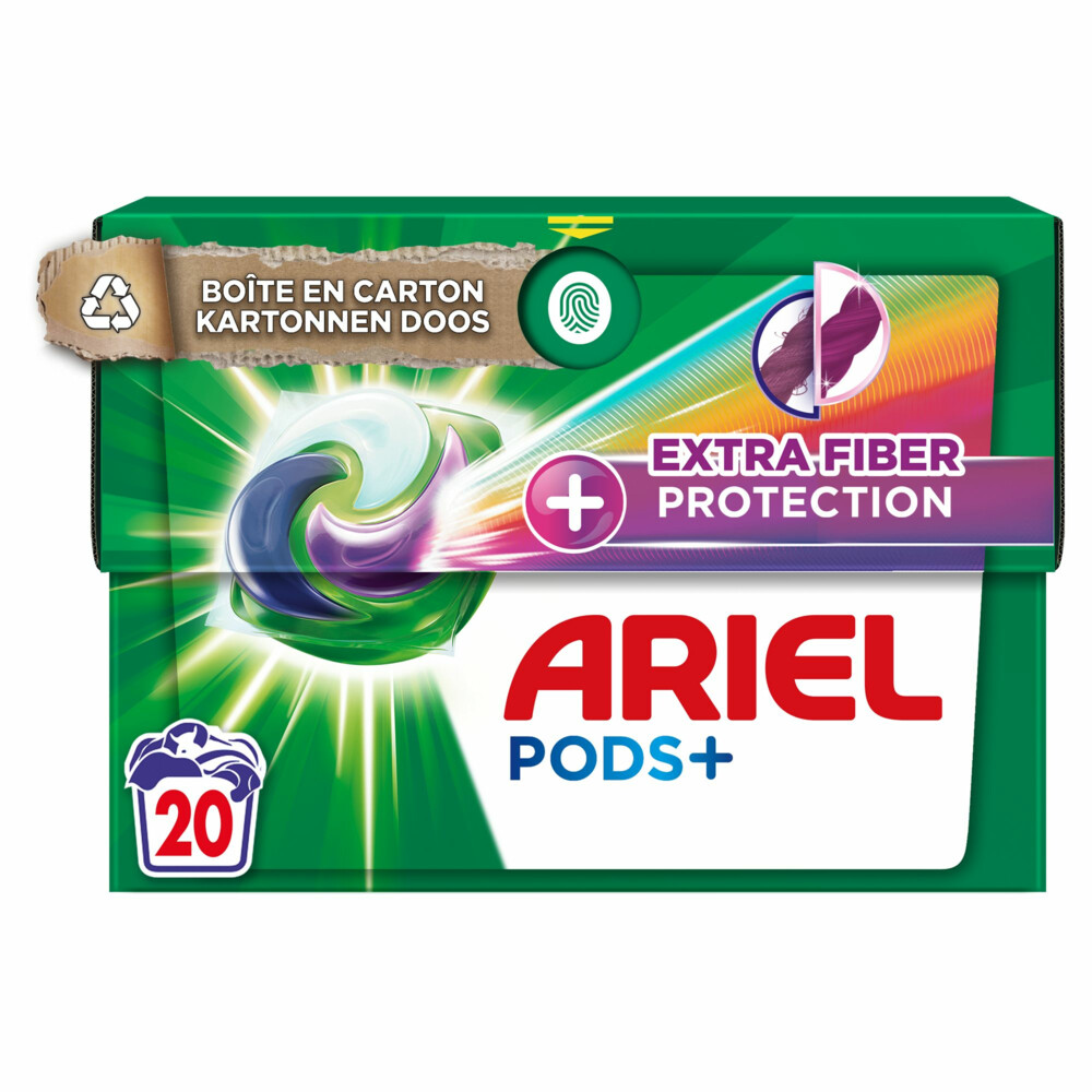 2e halve prijs: Ariel Pods+ Wasmiddelcapsules Extra Fiber Protection 20 stuks