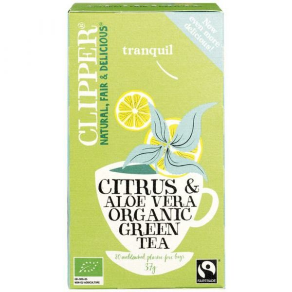 3x Clipper Thee Citrus&Aloe Vera Green Tea 20 stuks