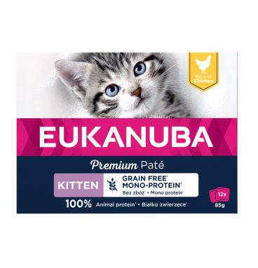 Eukanuba Kippen Pate Graanvrij Kitten Multi-Pack 12 x 85 gr