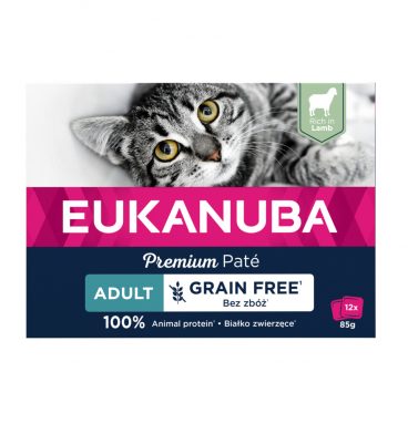 Eukanuba Lams Pate Graanvrij Adult Kat Multi-Pack 12 x 85 gr