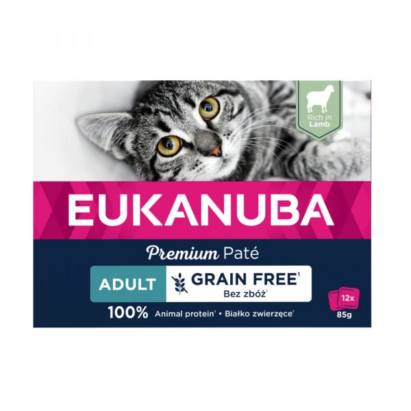 Eukanuba Lams Pate Graanvrij Adult Kat Multi-Pack 12 x 85 gr