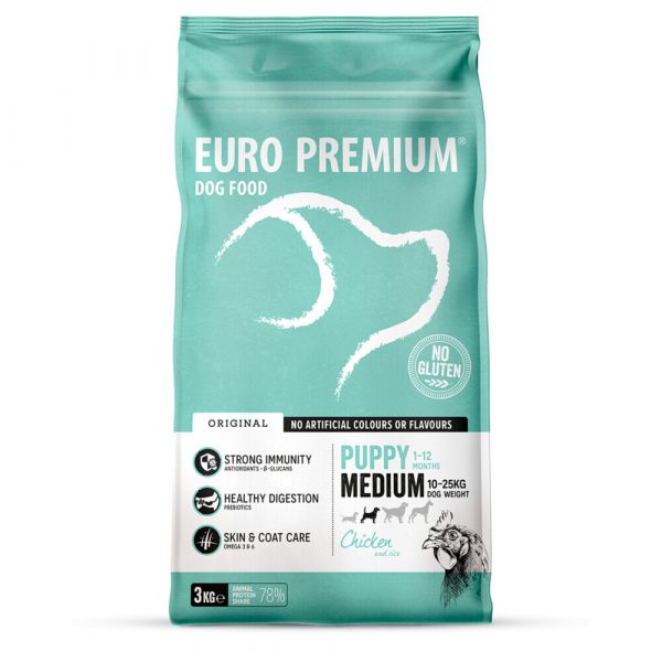 Euro-Premium Puppy Medium Kip - Rijst 3 kg