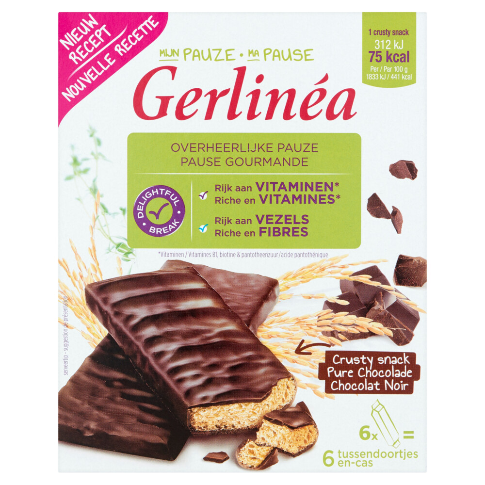 8x Gerlinea Crusty Snack Pure Chocolade 6 x 102 gr