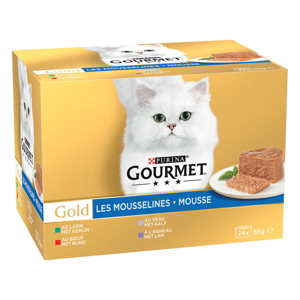 Gourmet Gold Mousse Rund - Kip - Zalm 24 x 85 gr