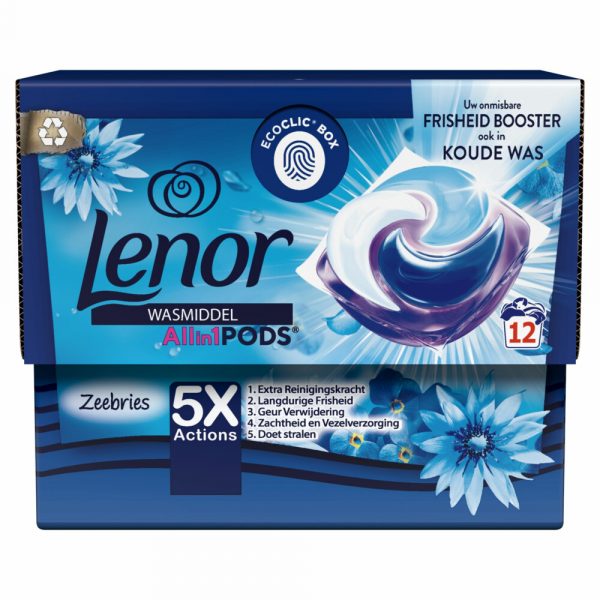 2e halve prijs: Lenor Wasmiddel All-in-1 Pods Zeebries 12 stuks