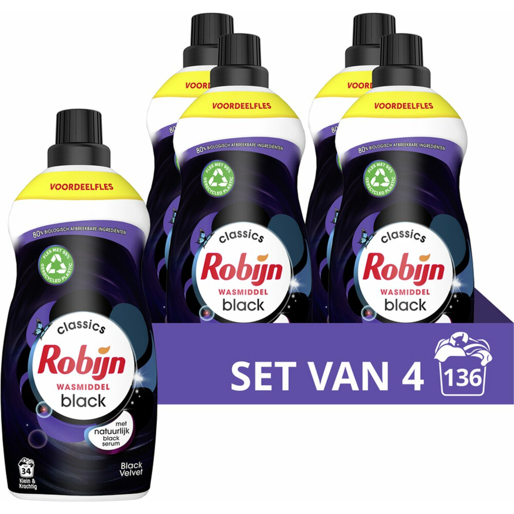 4x Robijn Klein&Krachtig Wasmiddel Black Velvet 1