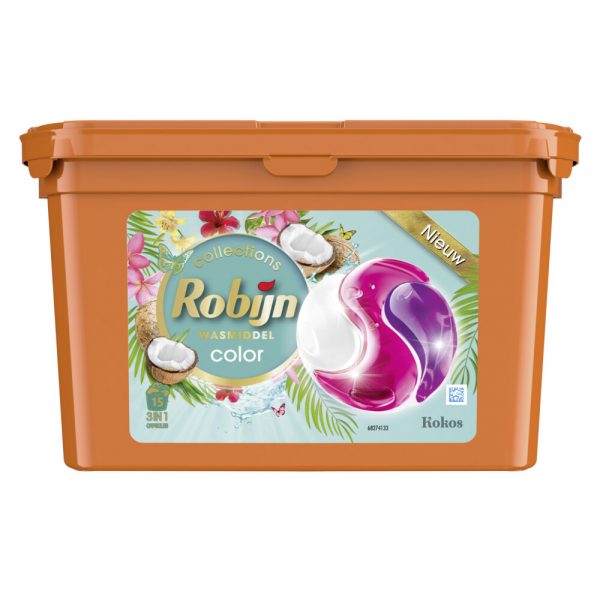 Robijn Wascapsules 3-in-1 Kokos 15 stuks