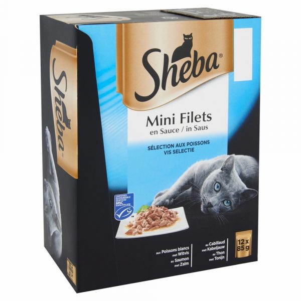 Sheba Mini Filets in Saus Selectie van Vis 12 x 85 gr