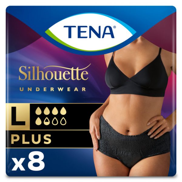 3x TENA Pants Silhouette Plus Zwart Hoge Taille Large 8 stuks