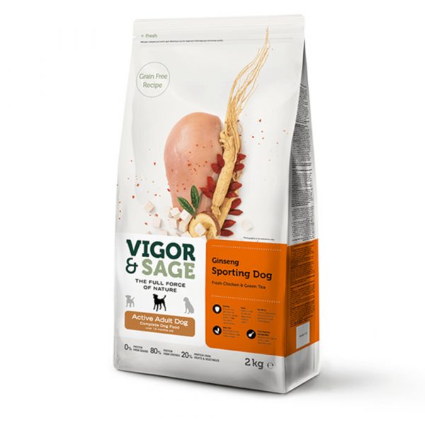 Vigor&Sage Hondenvoer Sport en Actief Ginseng 2 kg