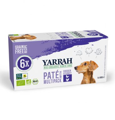 Yarrah Bio Hondenvoer Multipack Paté Graanvrij Kip - Kalkoen 6 x 150 gr