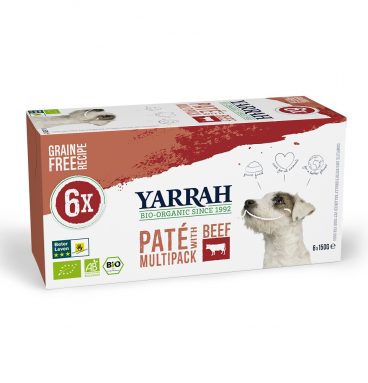 Yarrah Bio Hondenvoer Multipack Paté Graanvrij Rund - Kip 6 x 150 gr