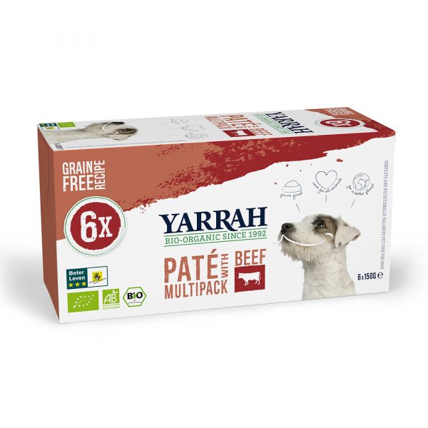 Yarrah Bio Hondenvoer Multipack Paté Graanvrij Rund - Kip 6 x 150 gr