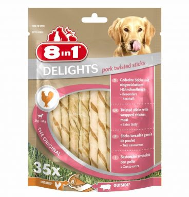 8in1 Delights Twisted Sticks Varkensvlees 35 stuks