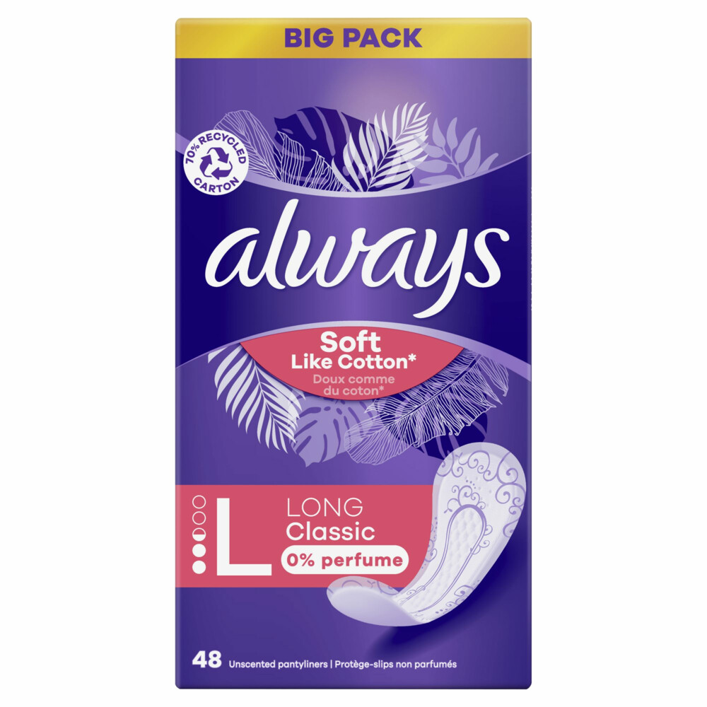 2+1 gratis: Always Inlegkruisjes Dailies Soft Like Cotton Large 48 stuks