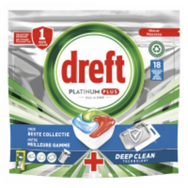 5x Dreft Platinum Plus All In One Vaatwastabletten Deep Clean 18 stuks