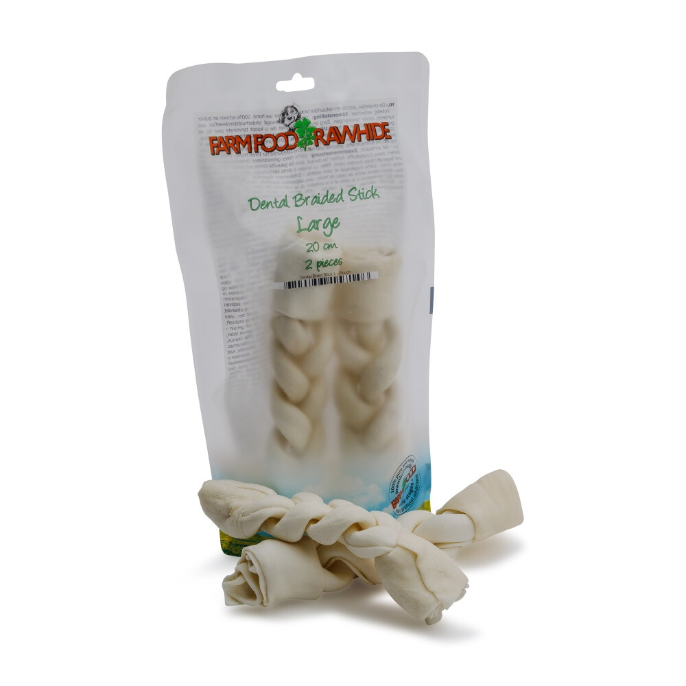 Farmfood Rawhide Dental Braided Stick L 2 stuks