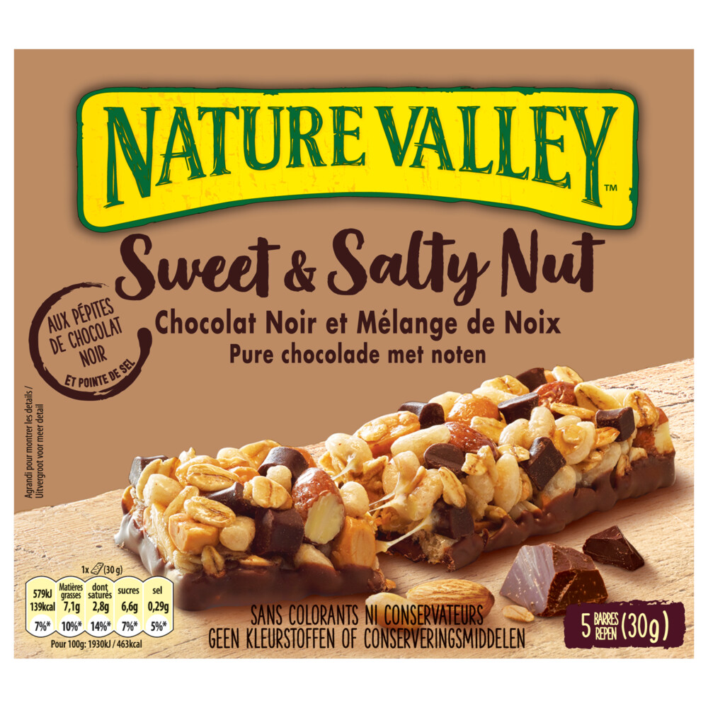 Nature Valley Sweet&Salty Nut Pure Chocolade 150 gr