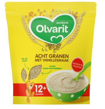 5x Olvarit Granenpap Acht Granen Vanillesmaak 12+ Maanden 200 gr