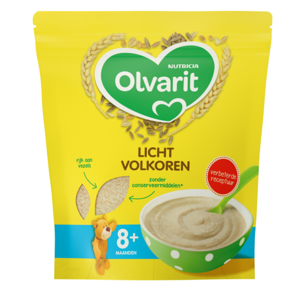 5x Olvarit Granenpap Licht Volkoren 8+ Maanden 200 gr