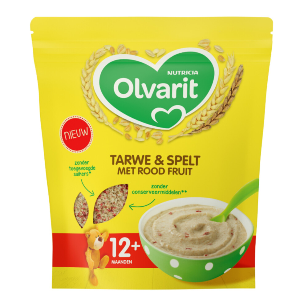 5x Olvarit Tarwe en Spelt Rood Fruit 12+ Maanden 200 gr